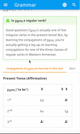 Tabbed Grammar Explanations for Mobile